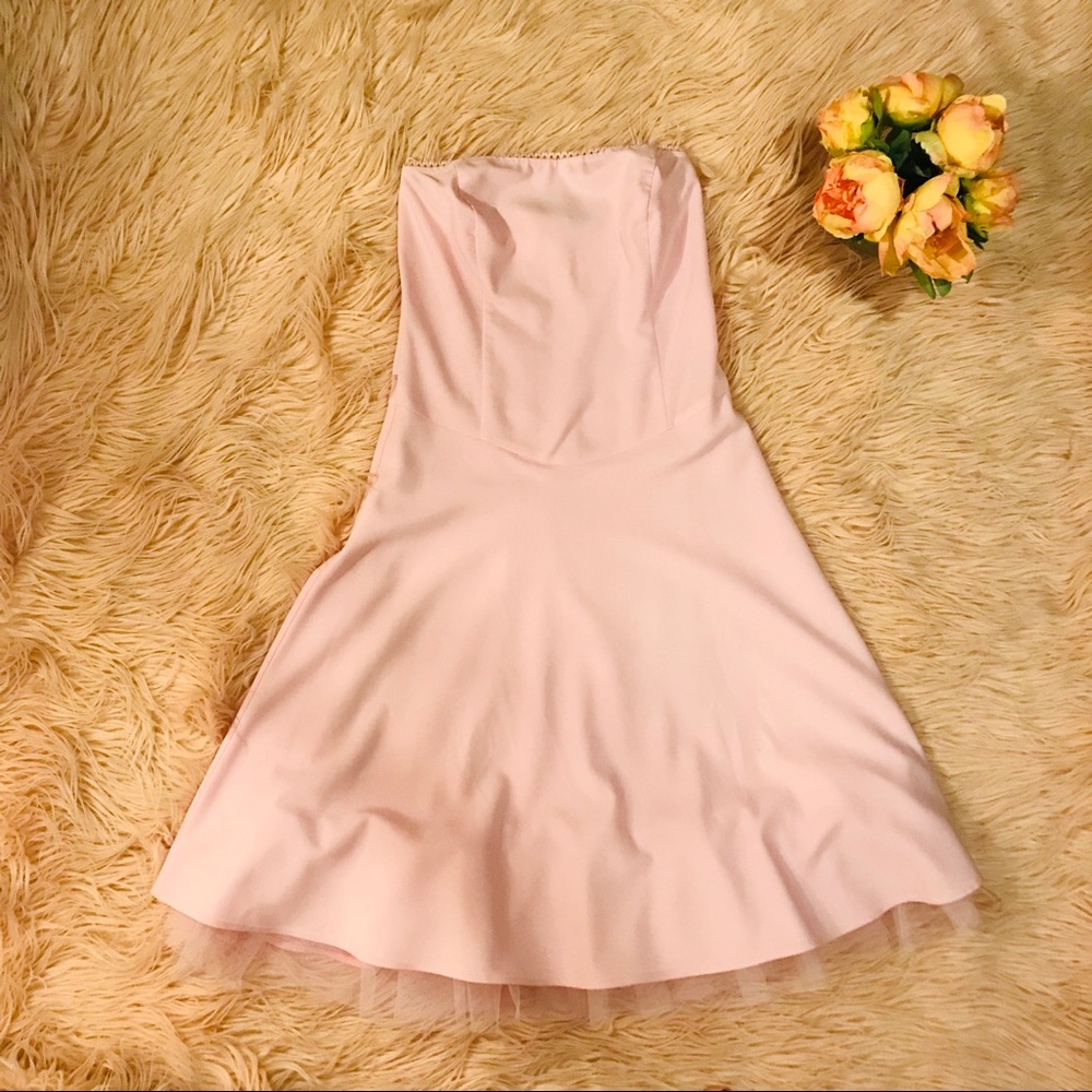 Baby Pink Fit and Flare Dress with Tulle Lining